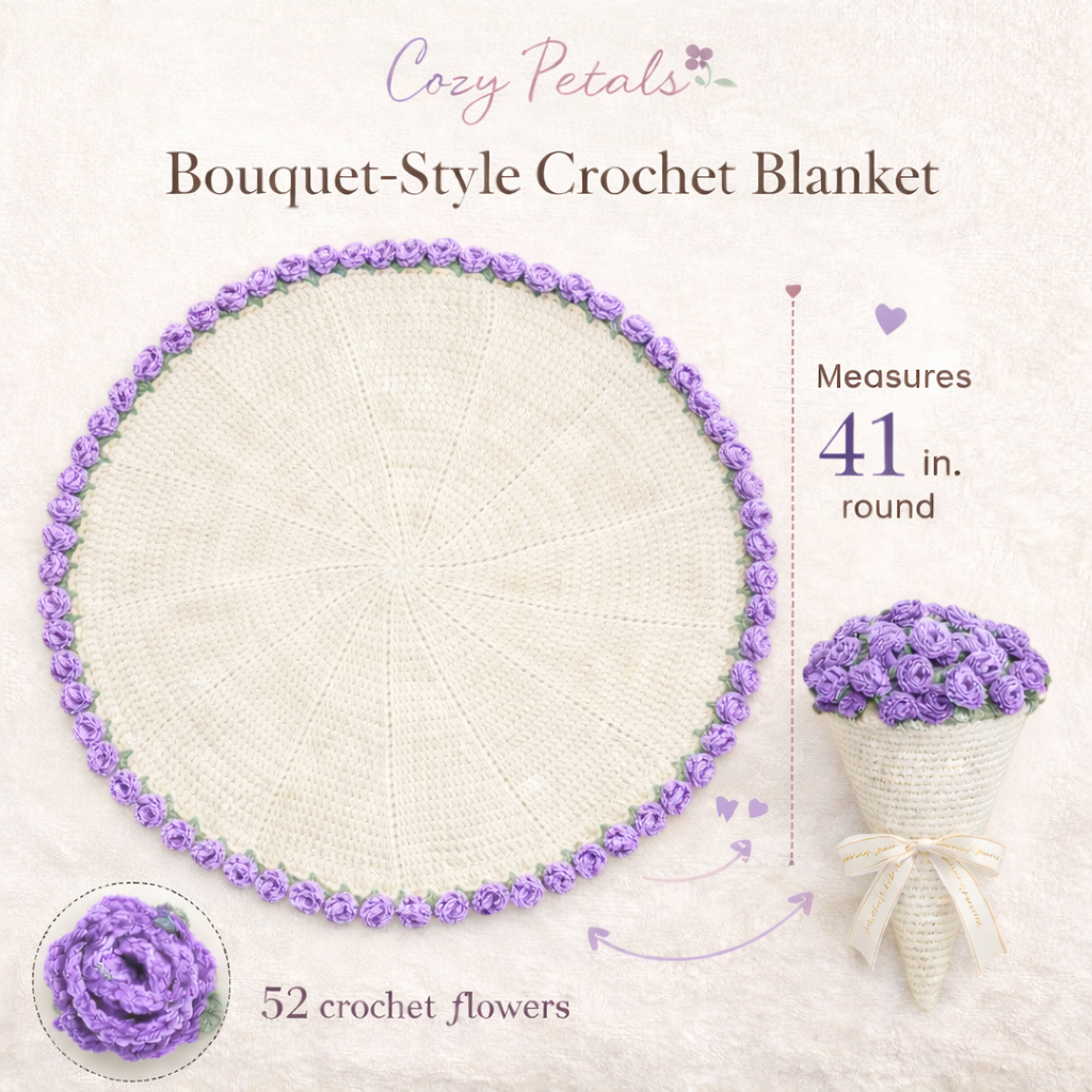 Cozy Petals™ Bouquet Blanket - Lavender