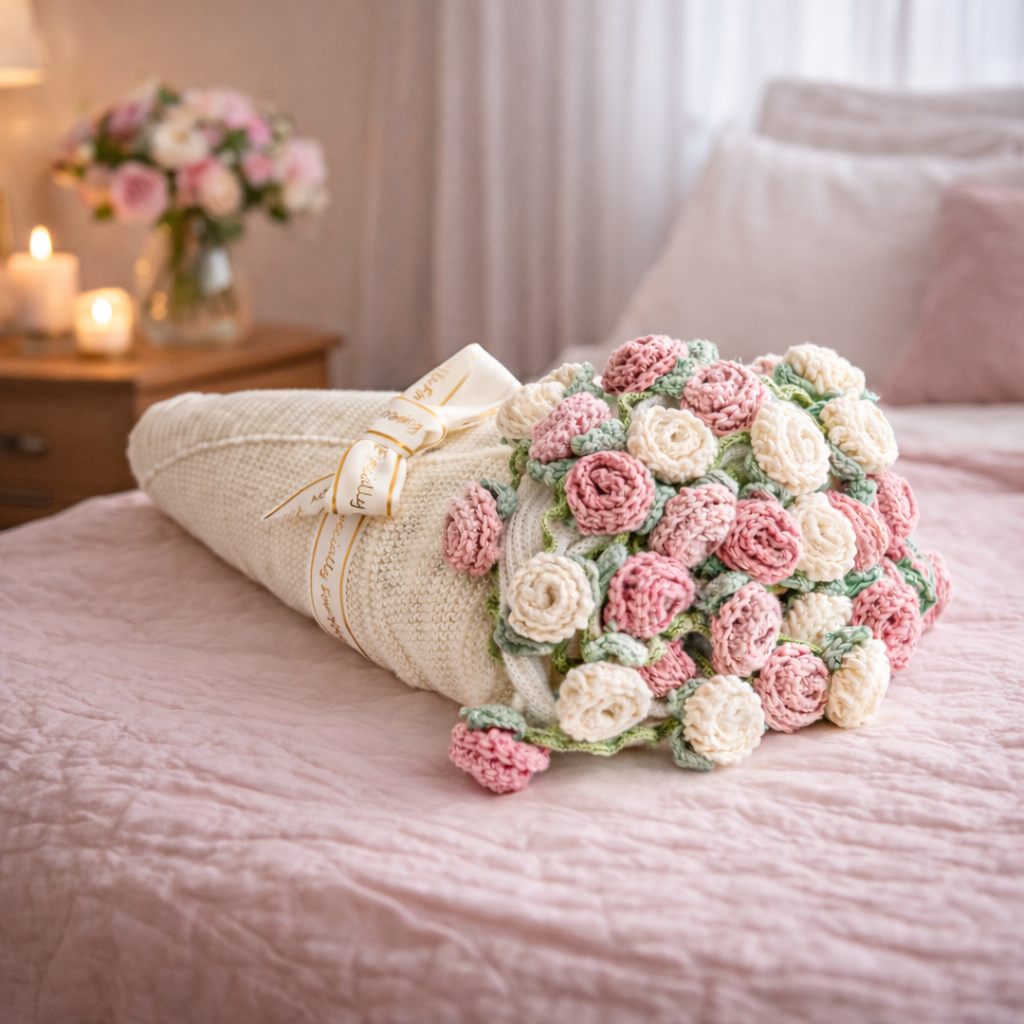 Cozy Petals™ Bouquet Blanket - Pink & White